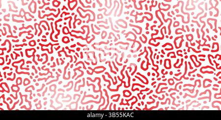 Vector Generative algorithm psychedelic red background. Reaction-diffusion or turing pattern formation. Organic lines in memphis. Unique texture of ho Stock Vector