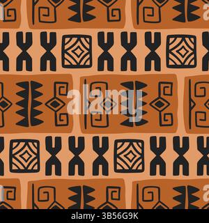 Polynesian Hawaiian Tapa Ethnic Seamless Pattern Stock Vector