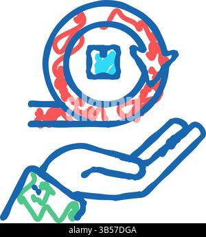 hand hold circular economy process line icon vector illustration Stock ...
