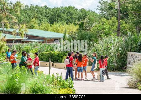 Lake Wales Florida,Bok Tower Gardens,boys girls students,class school field trip,elementary middle school age children,Black African student group nat Stock Photo
