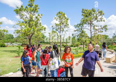 Lake Wales Florida,Bok Tower Gardens,Hispanic boys girls students,class school field trip,elementary middle school age children,student group outdoor Stock Photo