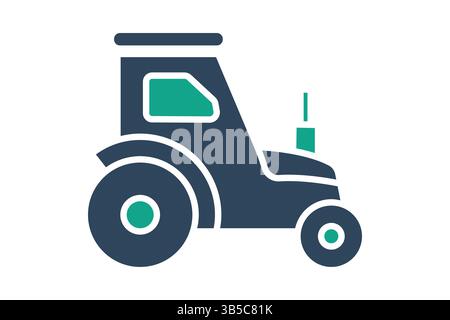 Tractor icon. solid icon style. icon related to farming machinery. agriculture elements vector illustration Stock Vector