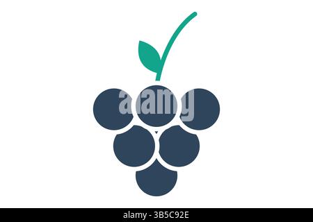 Grapes icon. solid icon style. icon related to fruits. agriculture elements vector illustration Stock Vector