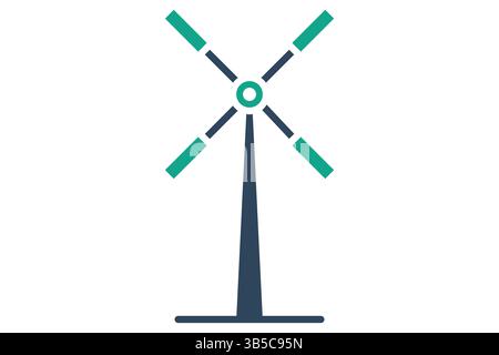 Windmill icon. solid icon style. icon related to traditional source of power on farms. agriculture elements vector illustration Stock Vector