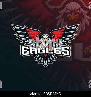Eagle mascot logo design with modern illustration concept style for badge, emblem and t shirt printing. Eagle red illustration. Stock Vector