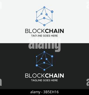 Blockchain logo editable vector template Stock Vector