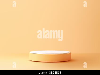 3d cylindrical platform in warm peach with a white circular top, perfect for product mockups, branding, and modern displays. Bright, clean, and minima Stock Vector