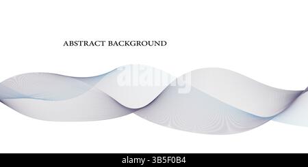 Abstract Flowing Wave Curves with Soft Gradients – Minimalist Vector Art in Light Blue and Gray Tones Stock Vector
