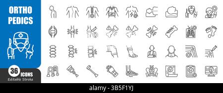 Orthopedics surgery . Medical outline icon . Editable stroke . Vector . Stock Vector