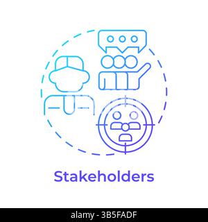 Stakeholders blue gradient concept icon Stock Vector