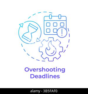 Overshooting deadlines blue gradient concept icon Stock Vector