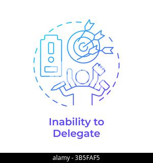 Inability to delegate blue gradient concept icon Stock Vector
