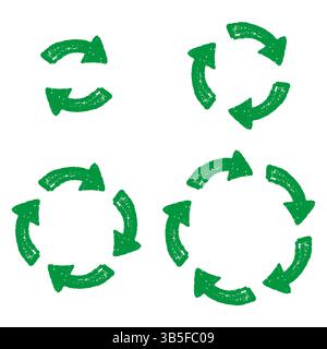 Recycle icon set vector. Rotating recycling circle symbol with clean lines. Vector illustration for sustainability, eco-friendly design, and environme Stock Vector