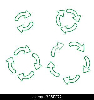 Stroke recycle sign brush vector. Hand-drawn outline symbol for sustainability. Eco-friendly sketchy design with bold brush strokes. Perfect for envir Stock Vector