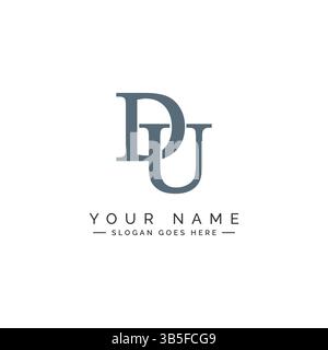 DU Minimal Vector Logo - Simple Business Logo for Monogram D and U Stock Vector