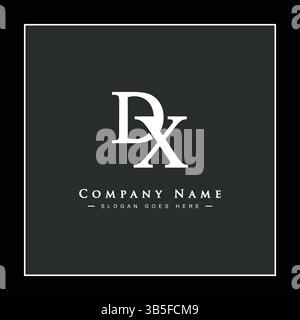 Creative Logo for Initials DX in Monogram Style - Vector Template for Initial Letter D and X Stock Vector