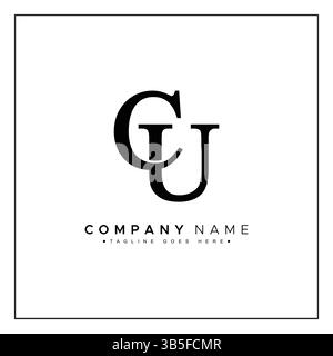 CU Vector Logo Template - Simple Icon for Initial Letter C and U Monogram Stock Vector
