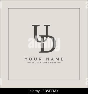 Vector Template for Initial Letter UD Logo - Elegant Monogram Logo for Alphabet U and D Stock Vector