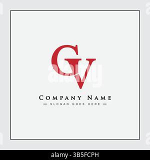 CV Vector Logo Template - Simple Icon for Initial Letter C and V Monogram Stock Vector