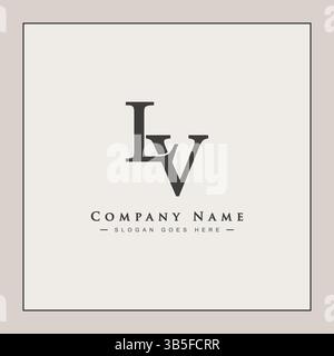 Abstract Letter LV Logo - Initial Monogram Template for Alphabet L and V Stock Vector