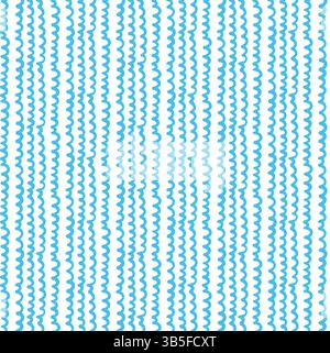 Seamless wave pattern with hand-drawn water-inspired lines. Wavy beach-themed vector background featuring curly, grunge-style paint strokes and waterc Stock Vector