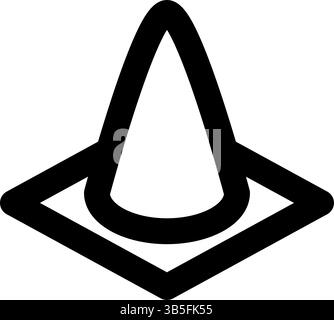 Isometric illustration of a simple line drawing of a triangular cone, Vector Illustration Stock Vector