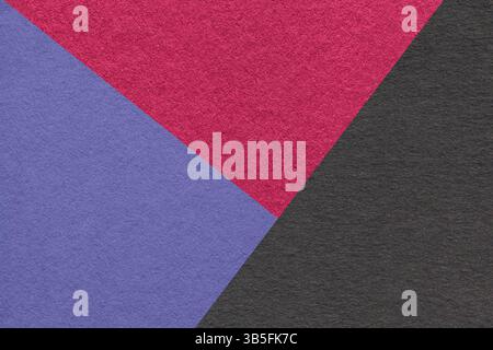 Texture craft violet, purple and black paper background, macro. Structure vintage wine and blue abstract cardboard with geometric shape and gradient. Stock Photo