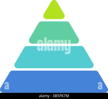 Levels of triangular pyramid. Triangle pyramid chart. Maslow layer diagram. Development level infographic. Four floor. Business graph. Vector Stock Vector