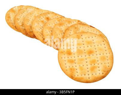 Cornish wafers biscuits flaky puffed savoury crackers isolated on a white background Stock Photo