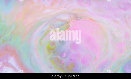 Pastel Abstract Background with Flowing Pink Blue Yellow Green Swirls, Fluid Art Stock Photo