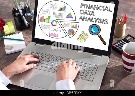 Financial data analysis concept shown on a laptop screen Stock Photo