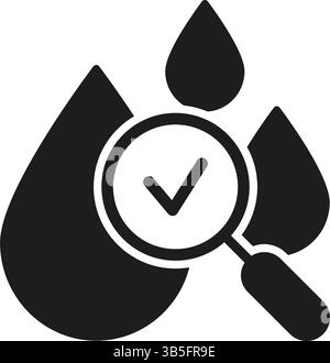 Water Quality Check Solid Icon. Liquid Analysis, Purity Verification, And Safety Assurance Silhouette Symbol. Environmental Protection. Isolated Stock Vector