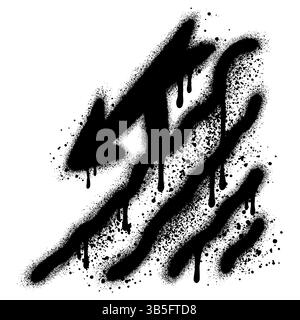 arrow in urban graffiti style with black spray paint indicating the way down. vector illustration. Stock Vector