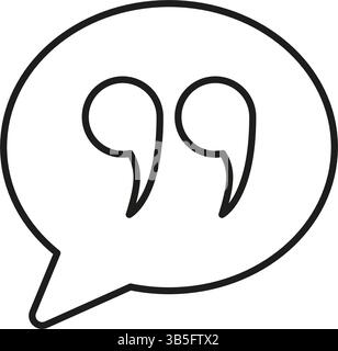 Quotation Marks In Speech Bubble Line Icon. Communication, Quoting, And Dialogue Representation Outline Symbol. Text And Conversation Emphasis Stock Vector
