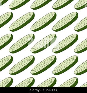 Seamless vegetable pattern. Pattern for menu or kitchen in hand draw style. Cucumber. Print for design, textile, fabric Stock Vector