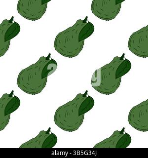 Seamless fruit pattern in hand draw style. Avocado. Pattern for menu Stock Vector