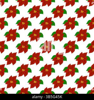 Seamless Christmas pattern. Poissentia. Pattern for textile or kitchen in hand draw style. Print for design, textile, fabric, wallpaper, wrapping pape Stock Vector