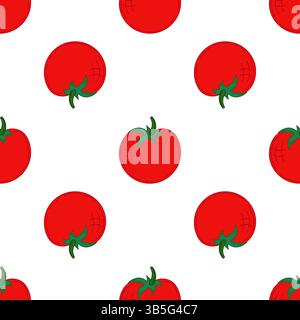 Pattern for textile or kitchen in hand draw style. Tomato. Seamless vegetable pattern. Print for design Stock Vector