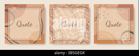 Quote frames blank template set. Empty quote abstract borders with copy space for text. Square format quotation textbox isolated on beige background Stock Vector