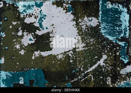 Weathered corroded metal with cracked peeling paint and patina. Perfect for backgrounds, overlays, textures Stock Photo