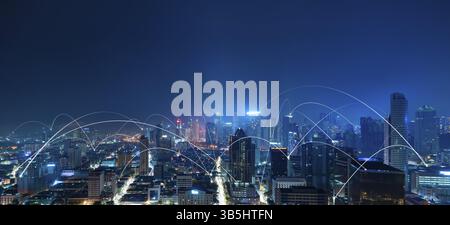 City scape and network connection concept Stock Photo