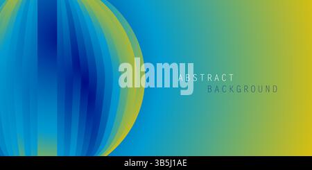 Design of an abstract sphere made of flowing blue and yellow gradient stripes. The smooth, curved lines create a dynamic, modern design template with Stock Vector
