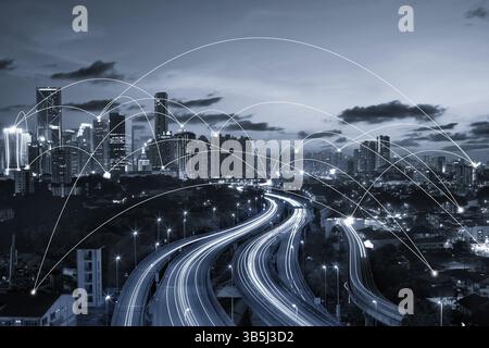City scape and network connection concept Stock Photo