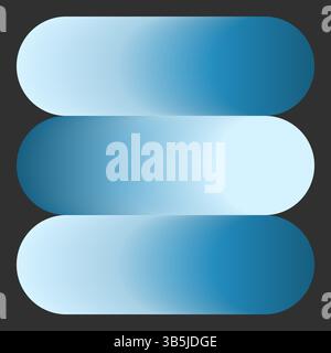 Minimal background with three parallel rounded thick geometric shapes in white-to-blue gradients. Clean and modern square shaped vector design with so Stock Vector