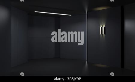3D rendering minimalist and modern design studio room space background, low key lighting Stock Photo