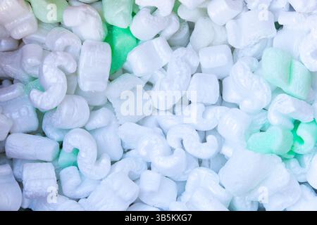 Styrofoam filler for the safe sending of parcels. Stock Photo