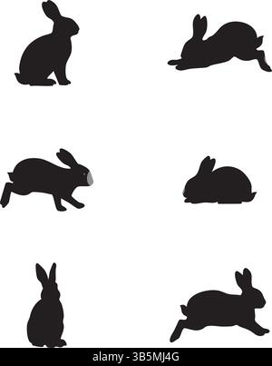 Bunny Rabbit Silhouette Vector – Easter & Spring Animal Pet Stock Vector