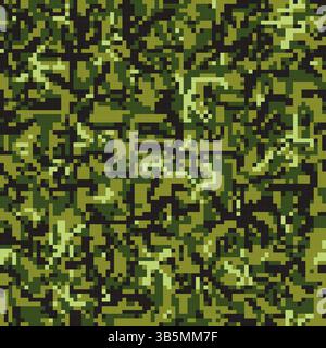 Camouflage seamless pattern digital pixel tiles Stock Vector