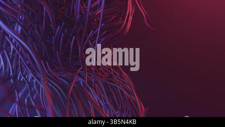 Stripes of flowing wave lines abstract sci-fi or technology background. 3d rendering Stock Photo