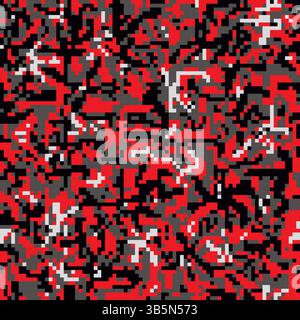 Dark red camouflage seamless pattern digital pixel tiles Stock Vector